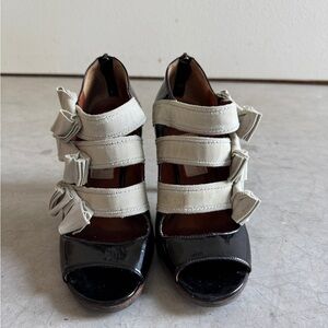 Lanvin Black and Cream Bow Heels
